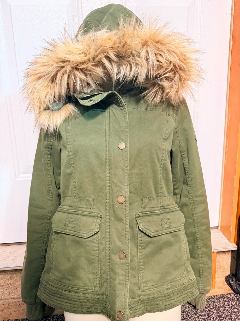 Vtg Hollister Y2K Bella Swan Twilight Flannel Parka Fur Hood XS